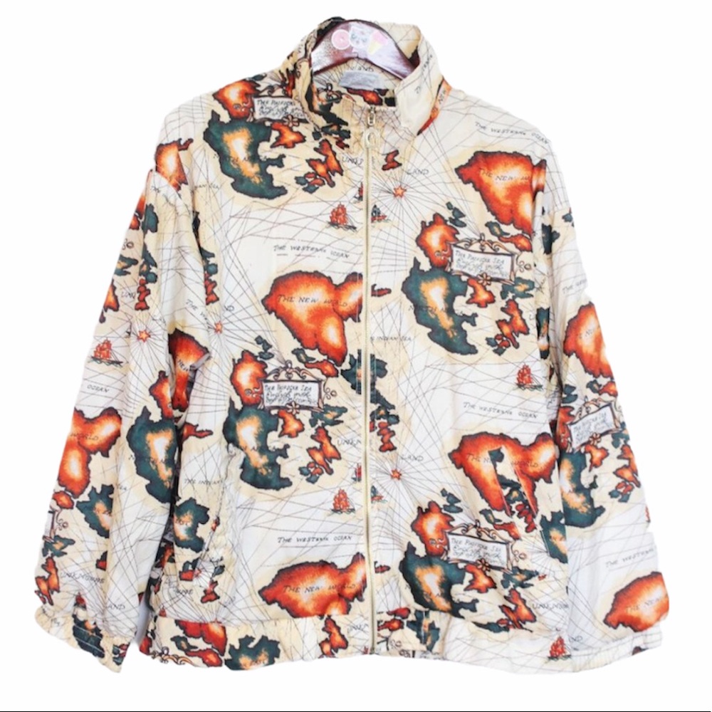 vtg Pierre Cardin African world map windbreaker